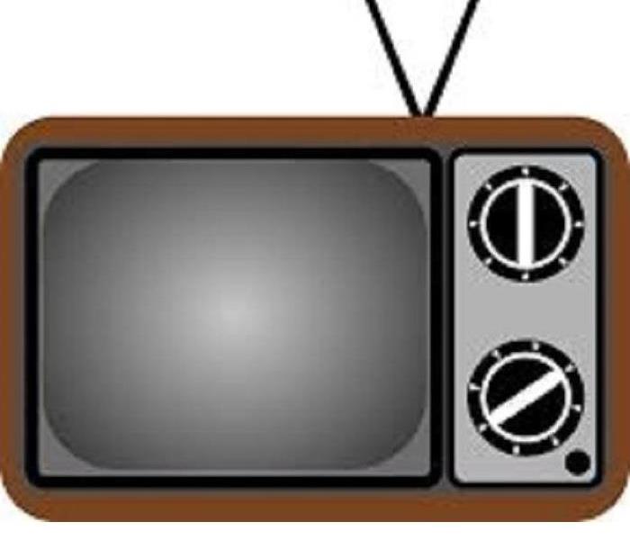 Cartoon Tv with two knobs and rabbit ears